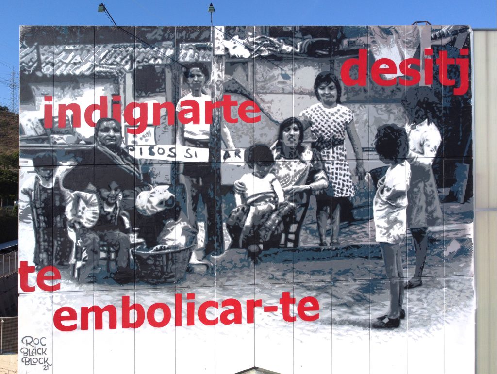 Mural “La memoria de la periferia”, Ateneu Popular 9 Barris, Barcelona, 2021.